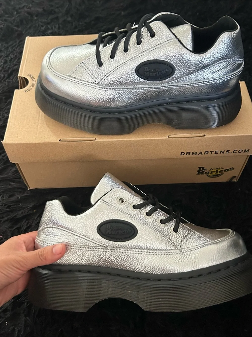 DR MARTENS Buzz 5I silver leather platform lace up oxfords shoes women’s 8 new